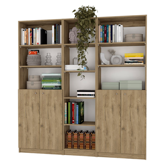 Combo Home, Estante Colección 22, Macadamia, con tres estantes