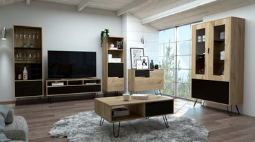 Combo Audra, Duna y Wengue, incluye rack TV, bife, libreroy bar alto