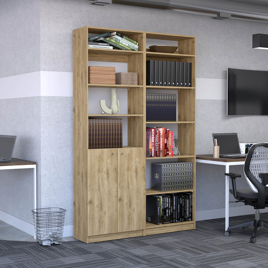 Combo Home, Estante Colección 26, Macadamia, con dos estantes