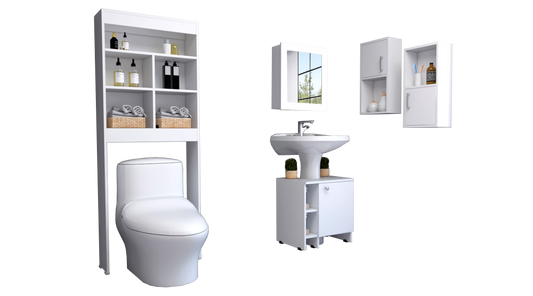 Combo Bicolor, Blanco, incluye botiquin bath 47-b, optimizador lavamanos y auxiliar