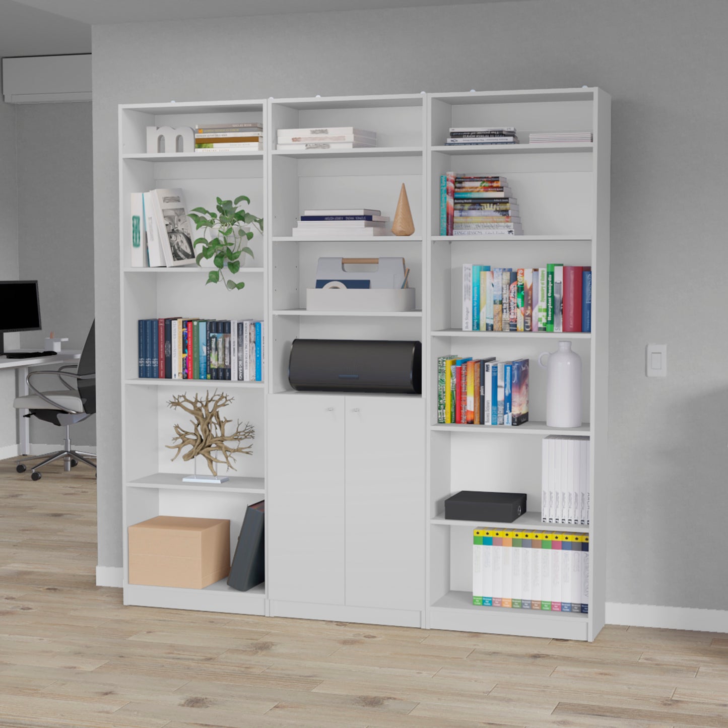 Combo Home, Estante Colección 27, Blanco, con tres estantes