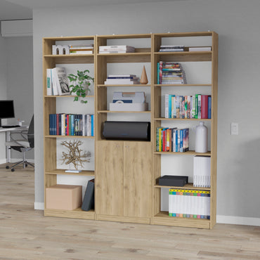 Combo Home, Estante Colección 27, Macadamia, con tres estantes