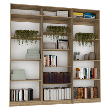 Combo Home, Estante Colección 28, Macadamia, con tres estantes