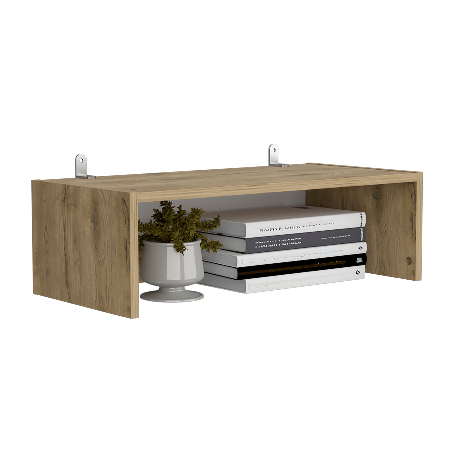 Combo Home, Estante Colección 28, Macadamia, con tres estantes