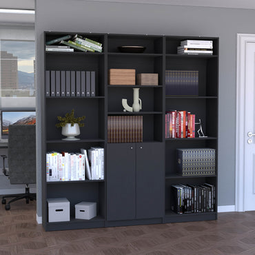 Combo Home, Estante Colección 29, Wengue, con tres estantes