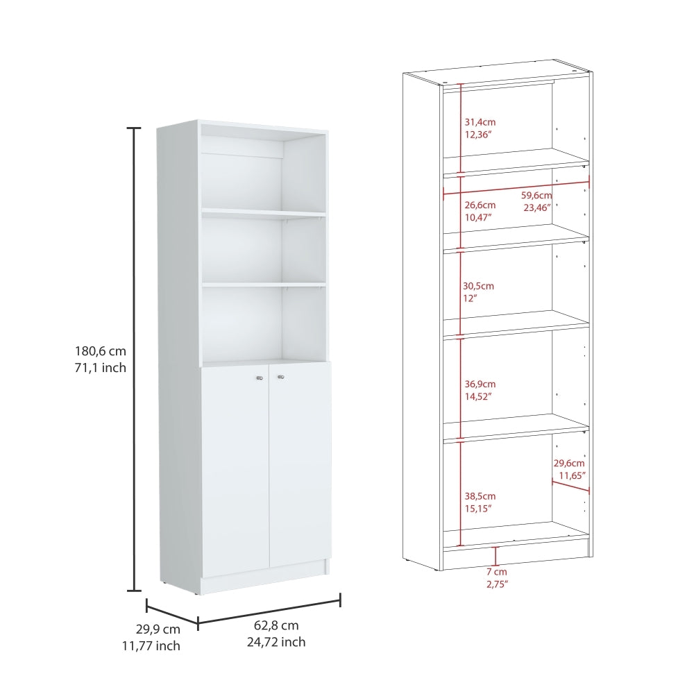 Combo Home, Estante Colección 3, Blanco, con un estante con puertas batientes