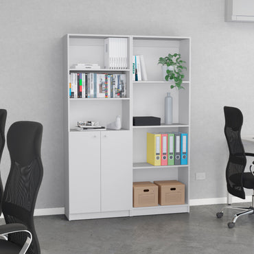 Combo Home, Estante Colección 3, Blanco, con un estante con puertas batientes