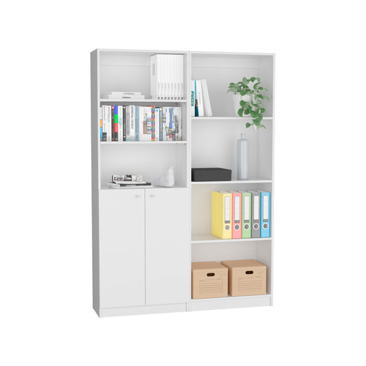 Combo Home, Estante Colección 3, Blanco, con un estante con puertas batientes