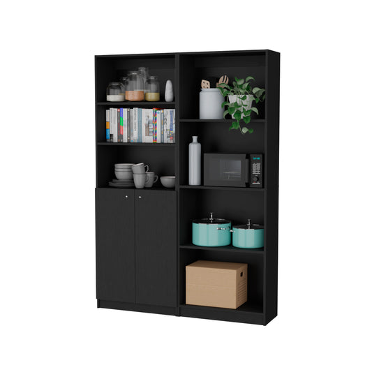 Combo Home, Estante Colección 3, Wengue, con un estante con puertas batientes