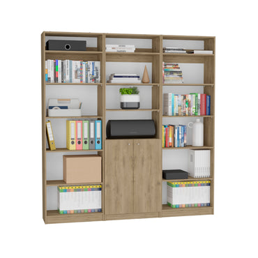 Combo Home, Estante Colección 30, Macadamia, con tres estantes