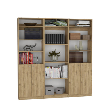 Combo Home, Estante Colección 32, Macadamia, con tres estantes