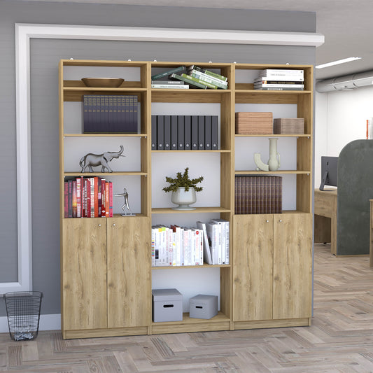 Combo Home, Estante Colección 32, Macadamia, con tres estantes