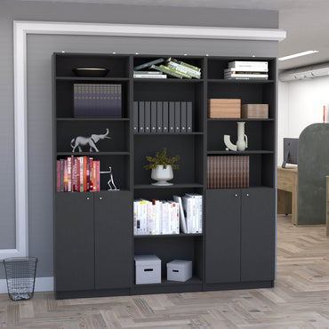 Combo Home, Estante Colección 32, Wengue, con tres estantes