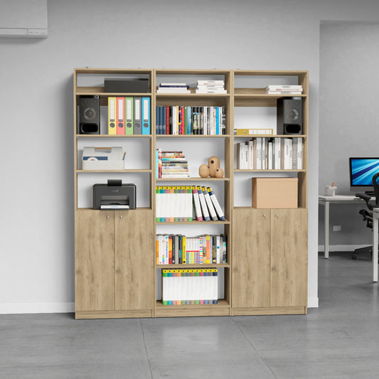 Combo Home, Estante Colección 33, Macadamia, con tres estantes