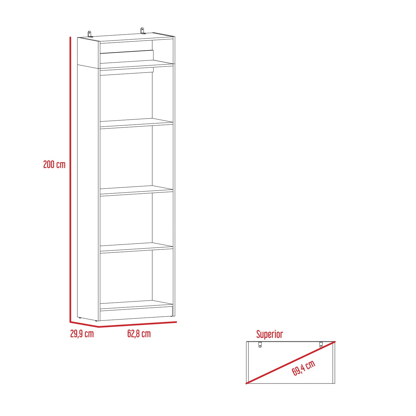 Combo Home, Estante Colección 36, Wengue, con un estante y complemento