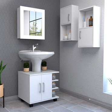 Combo Bicolor, Blanco, incluye botiquin bath 47-b optimizador mueble lavamanos y auxiliares