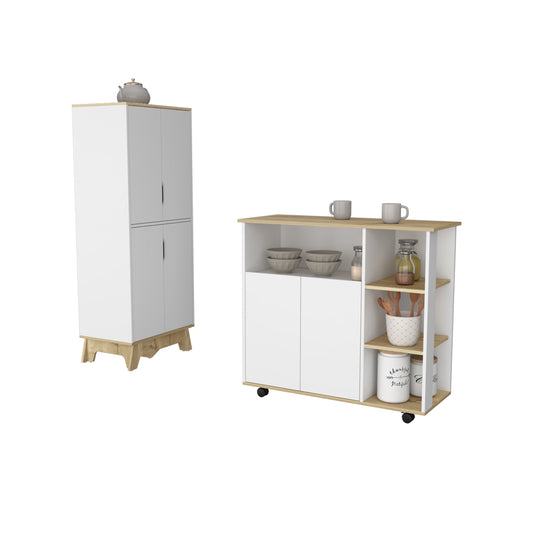 Combo Bicolor, Blanco y Duna, incluye meson de cocina y alacena de cocina