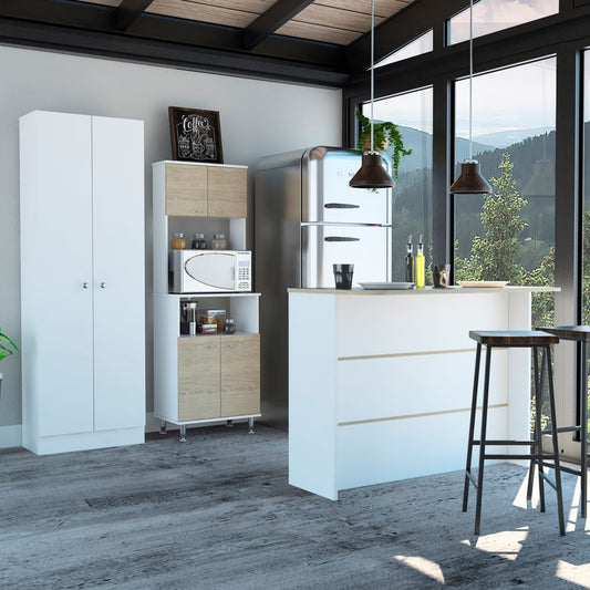 Combo Kitchen, Rovere y Blanco, incluye mueble cocina 54, barra y optimizador