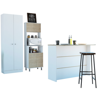 Combo Kitchen, Rovere y Blanco, incluye mueble cocina 54, barra y optimizador