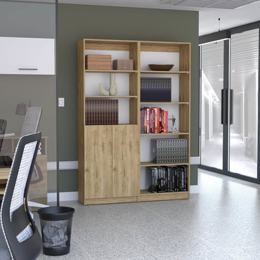 Combo Home, Estante Colección 5, Macadamia, con un estante de dos puertas