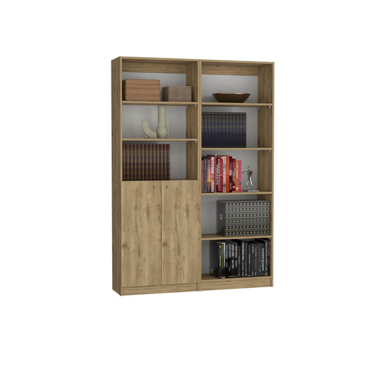 Combo Home, Estante Colección 5, Macadamia, con un estante de dos puertas