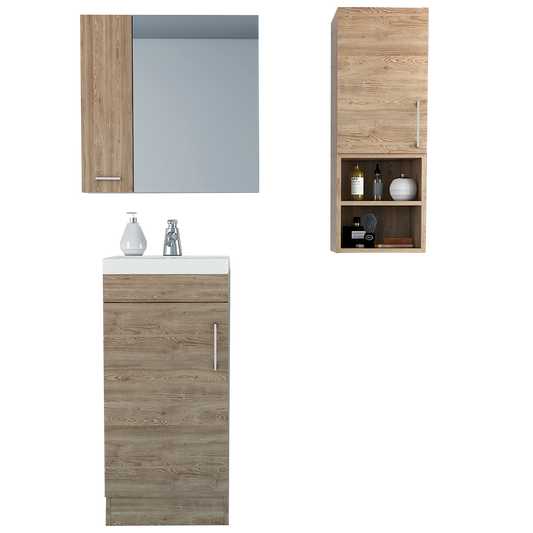 Combo Mybath, Miel y Wengue, incluye botiquín, mueble lavamanos y muro