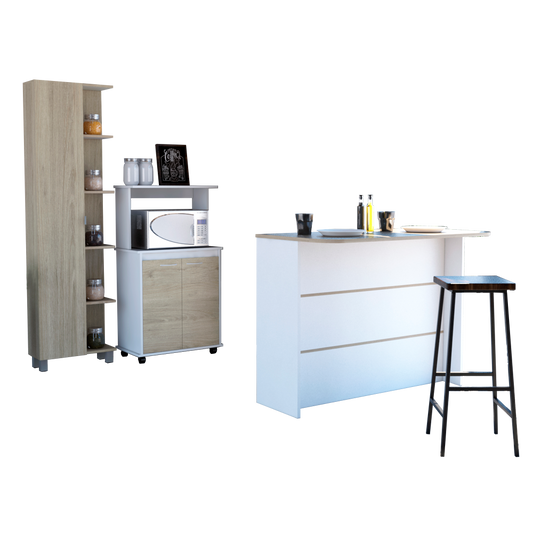 Combo Kitchen, Rovere y Blanco, incluye mueble cocina 36, barra y optimizador
