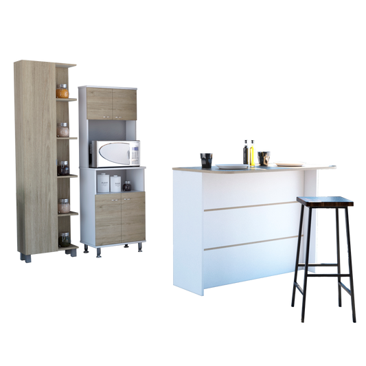 Combo Kitchen, Rovere y Blanco, incluye mueble cocina 54, barra y optimizador