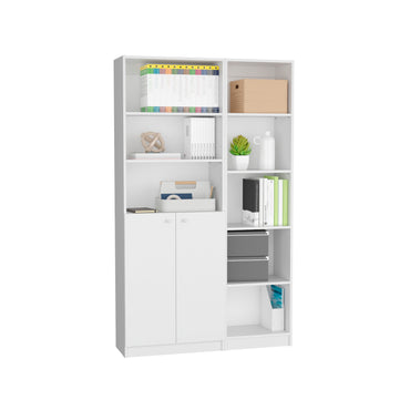 Combo Home, Estante Colección 6, Blanco, con un estante de dos puertas