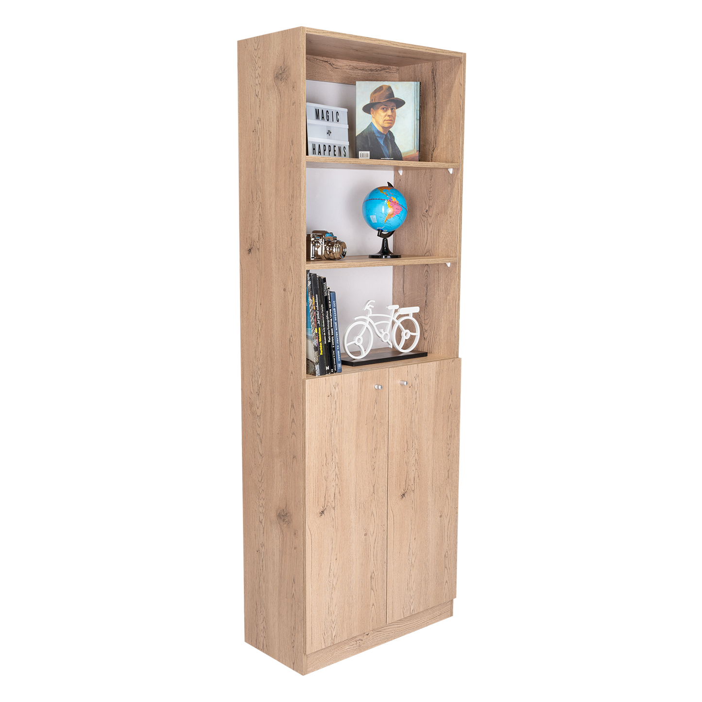 Combo Home, Estante Colección 6, Macadamia, con un estante de dos puertas