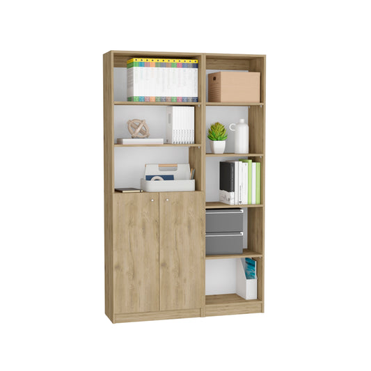 Combo Home, Estante Colección 6, Macadamia, con un estante de dos puertas