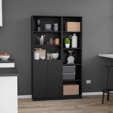 Combo Home, Estante Colección 6, Wengue, con un estante de dos puertas