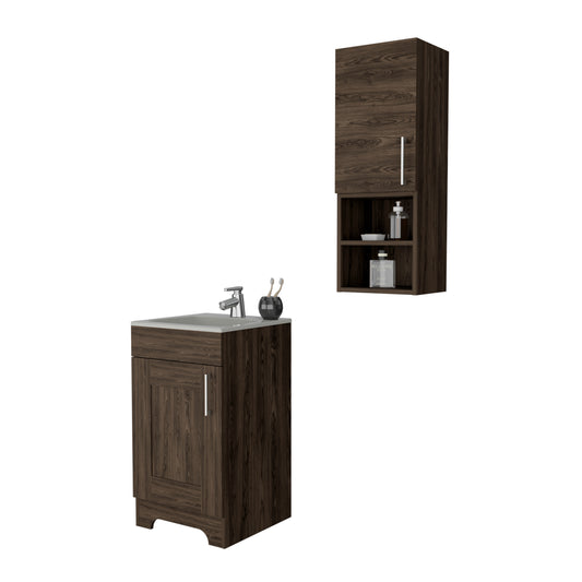 Combo Barcelona, Coñac, incluye mueble de lavamanos y mueble auxiliar