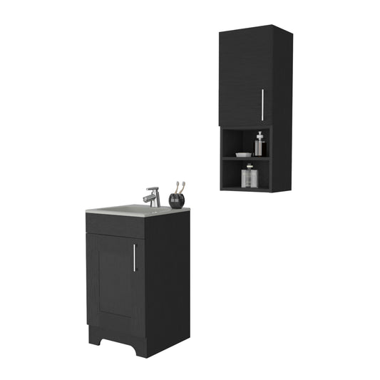 Combo Barcelona, Wengue, incluye mueble de lavamanos y mueble auxiliar