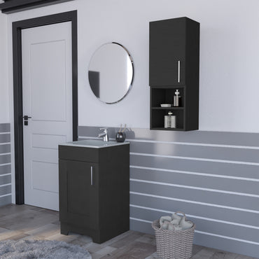 Combo Barcelona, Wengue, incluye mueble de lavamanos y mueble auxiliar