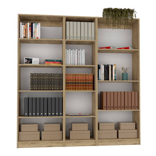 Combo Home, Estante Colección 7, Macadamia, con tres estantes