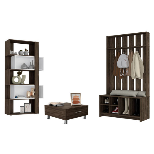 Combo Beijing, Coñac, incluye mesa de centro, recibidor y bar esquinero