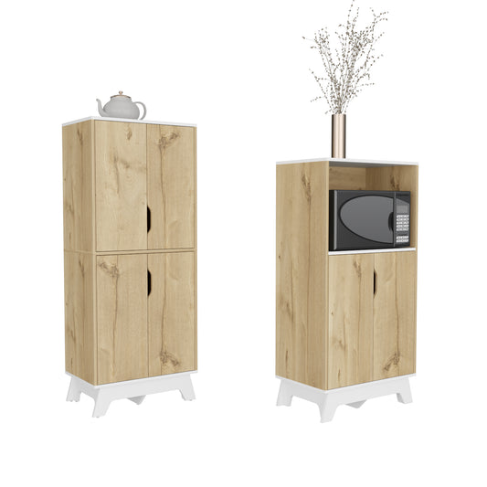 Combo Bicolor, Duna y Blanco, incluye mueble de microondas bajo y alacena de cocina