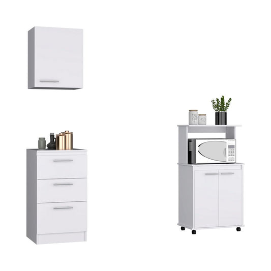 Combo Manchester, Manchester y Blanco, incluye mueble inferior, mueble microondas y mueble aéreo puerta derecha