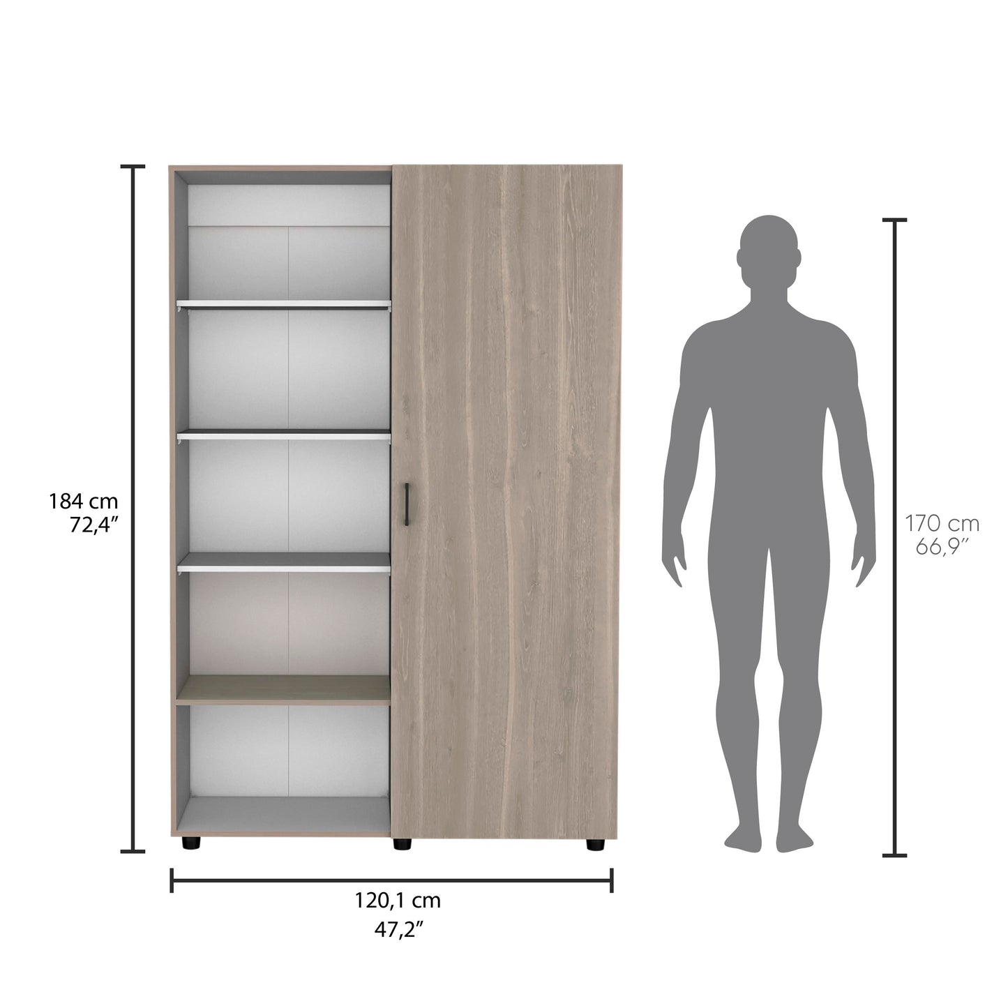 Closet Eco, Bardolino Y Blanco, Una Puerta Y Cinco Repisas