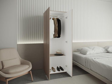 Closet Un Colgador Dos Puertas, Beige