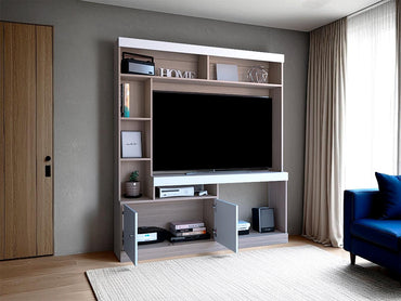 Estante Tv 52", Café Claro Y Blanco