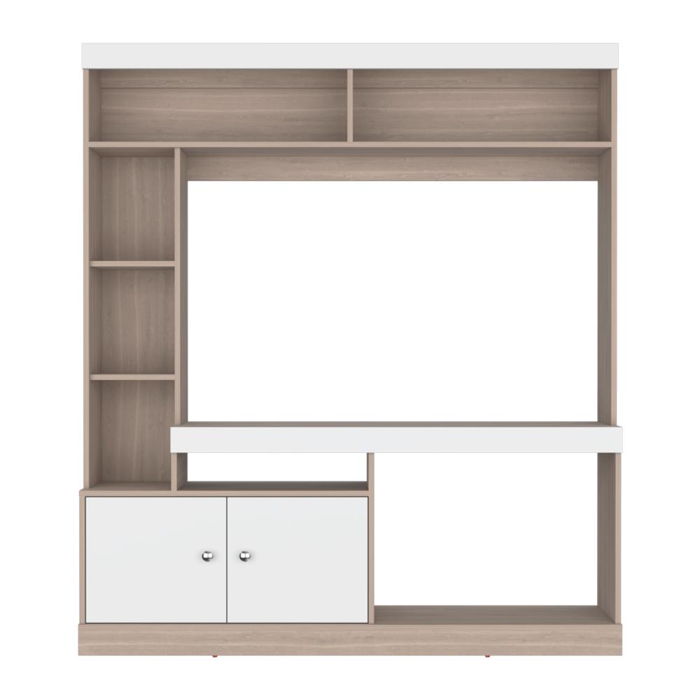 Estante Tv 65", Café Claro Y Blanco
