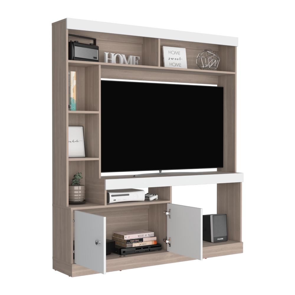 Estante Tv 65", Café Claro Y Blanco