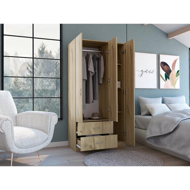 Closet tres Puertas Dos Cajones, Café Claro Y Blanco