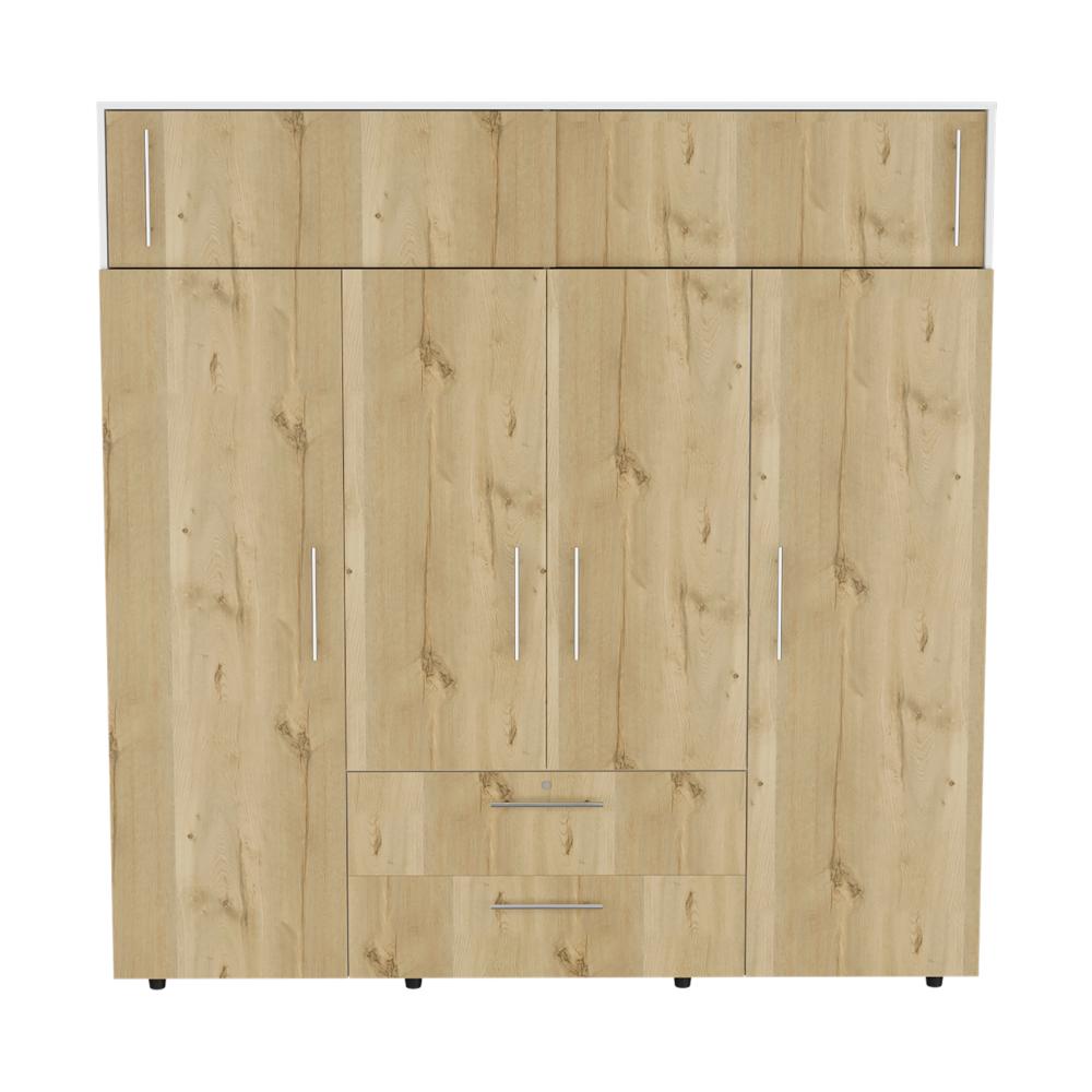 Closet Babel, Café Claro y Blanco, con Cuatro Puertas Abatibles y Cuatro Cajones Multiusos