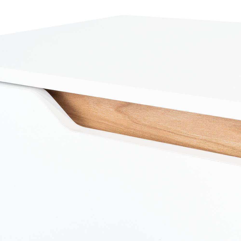 Rack Tv 80" Woodall Dos Puertas Un Cajon, Color Blanco Y Fresno