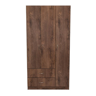 Closet América, Chocolate y Blanco, con Dos Cajones y Variedad de Entrepaños