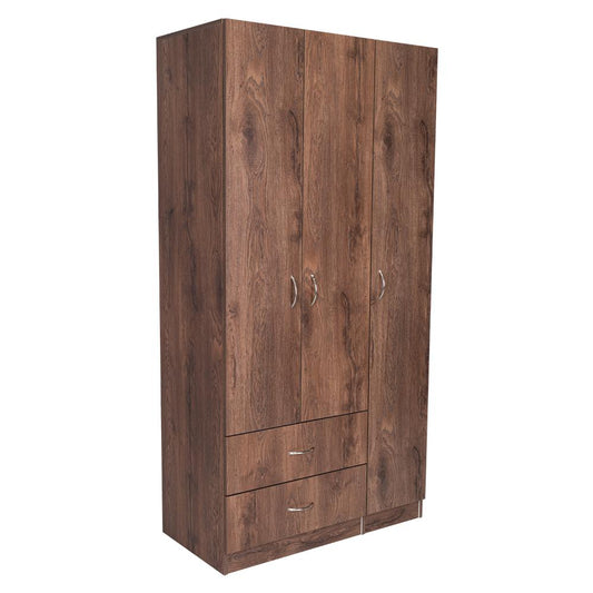 Closet América, Chocolate y Blanco, con Dos Cajones y Variedad de Entrepaños