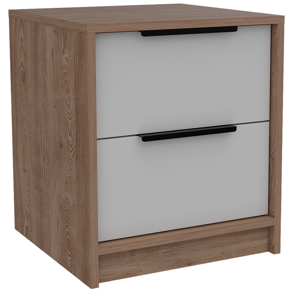 Combo Kaia, Miel y Blanco, incluye base cama, closet con dos puertas, cómodas y un velador